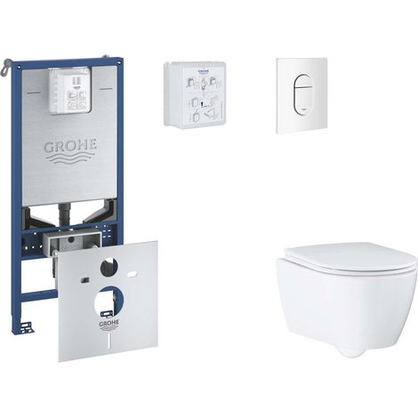 Grohe Rapid SLX - Set con modulo d'installazione per WC a parete, copriwater WC SoftClose, placca di comando Arena Cosmopolitan, bianco alpino SANI11BB3114 (1/5)