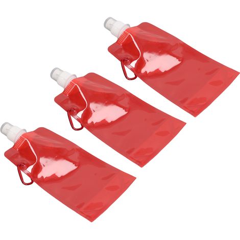 Set mit 3 faltbaren PVC-Trinkblasen für den Outdoor-Bereich, ideal für Sport, Camping und Radfahren. Rot. (1/4)