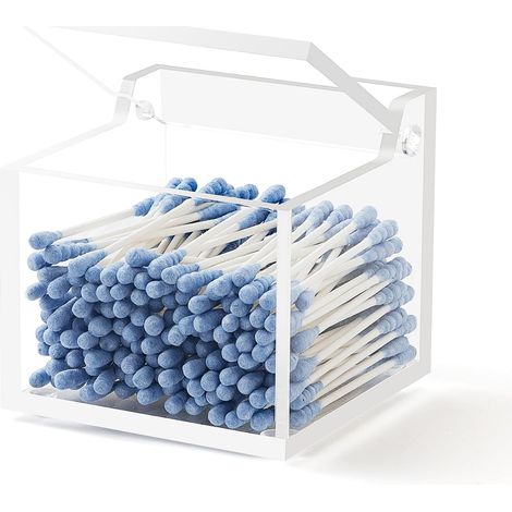 Boîte Acrylique Cotons-Tiges avec Couvercle Anti-Poussière