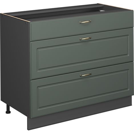 Küchenunterschrank Fame-Line, Grün-Gold Landhaus/Anthrazit, 100 cm ohne Arbeitsplatte, Vicco (1/5)