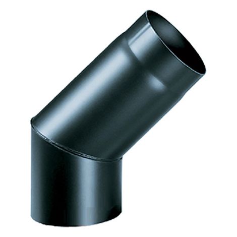Coude a' 45o pour conduits de fume'e   12 cm e'paisseur 2 mm en acier aluminise' noir fonctionnement max. 400o pour usage inte'rieur