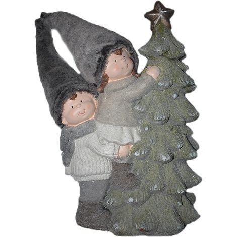Decorazioni addobbi natalizi bimbo bimba statua albero di natale con luci idea regalo per vetrine casa negozio (1/5)