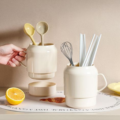 Porte-baguettes de table, cuillère, couteau, fourchette, spatule, cuillère à riz, louche, porte-couverts, égouttoir, seau de rangement pour ustensiles de cuisine (1/5)