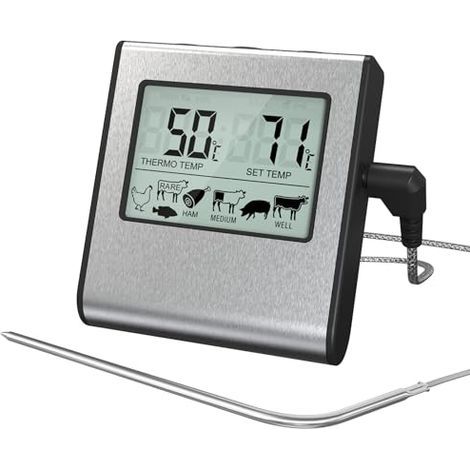 Thermomètre alimentaire numérique LCD, thermomètre de cuisson pour viande avec sonde de température, thermomètre numérique pour four et barbecue. (1/5)
