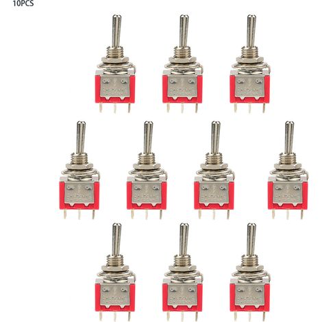 10 Stück 6-poliger 3-Positionen-Doppelseiten-Reset-Kippschalter MTS-203, 6 mm Öffnung. (1/5)