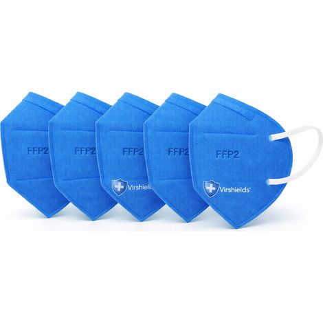 Mascarilla protectora antiviral FFP2 de 5 capas, color azul, marca Virshields - 5 unidades (1/3)