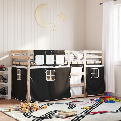Bunk Bed without Mattress White&Black 80x200 cm Solid Wood Pine vidaXL (1/5)