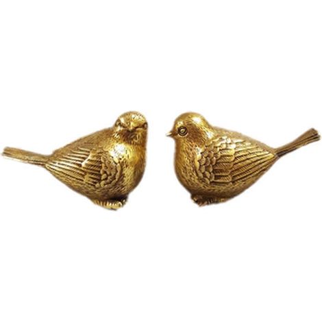 Adorables statuettes d'oiseaux, moineaux en cuivre (1 paire) (1/5)