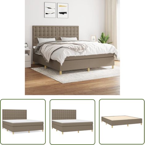 The Living Store Boxspringbett mit Matratze Taupe 160x200 cm Stoff - Boxspringbett - Doppelbett - Bettenrahmen - Schlafsystem - Tapete (1/5)