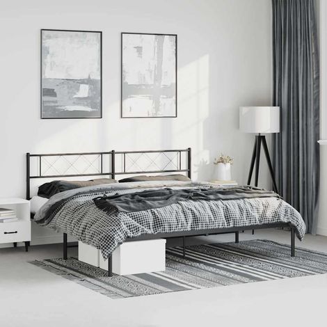 Estructura cama sin colchón con cabecero metal negro 183x213 cm