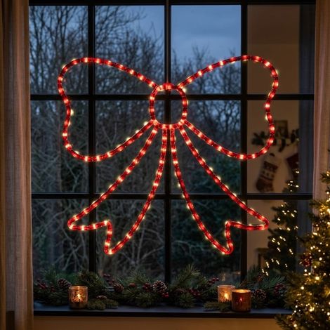 Battery Operated Light Up Christmas Window Bow (1/2)