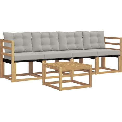 Outdoor Sofa Set with Cushion 5 pcs White and Light Grey vidaXL (1/5)