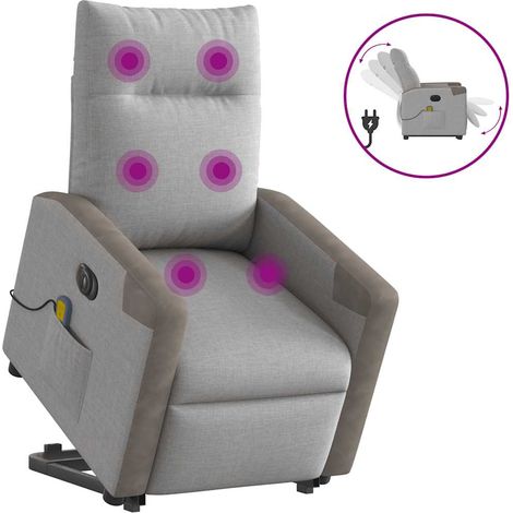 Massagesessel mit Aufstehhilfe Elektrisch Wolkengrau Stoff