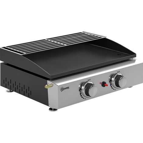 Tragbarer Gasgrill mit 2 Brennern und keramikbeschichtetem Grillrost