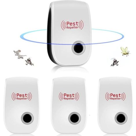 Ultrason Souris et Rats,Appareil Ultrason Souris,Répulsif à Ultrasons pour Souris Répulsif Intérieur Dispositif Anti Souris Insectes, Moustiques, Cafards, Rats, Araignées 4 Pack (1/5)