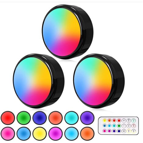 Veilleuse dirigélampe de ramassagetélécommande sans fil 13couleur RVBProjecteur à piles pour armoire de chambre-noir 1Une télécommande 3Une lampe (1/5)