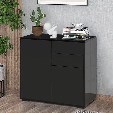 Meuble multifonction pour la maison et le bureau, avec 2 tiroirs et 2 placards. Ouverture par simple pression. 79 x 36 x 74 cm (1/5)