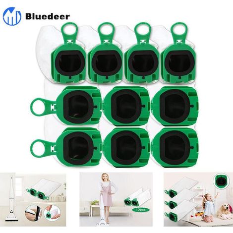 Lot de 10 Sacs D'aspirateur pour Vorwerk Kobold VB100 VB 100 FP100 FP 100 Sacs Filtrants de Qualité Supérieure pour Aspirateur Sans Filtre Kobold VB100