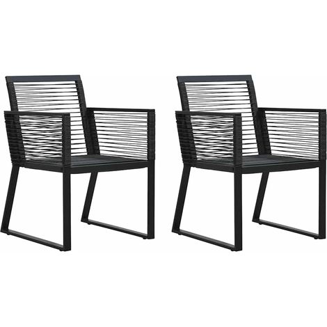 Chaises de Jardin pour Extérieur Terrasse Balcon en Rotin PVC et Acier Noir Lot de 2 - PANGIVO (1/5)