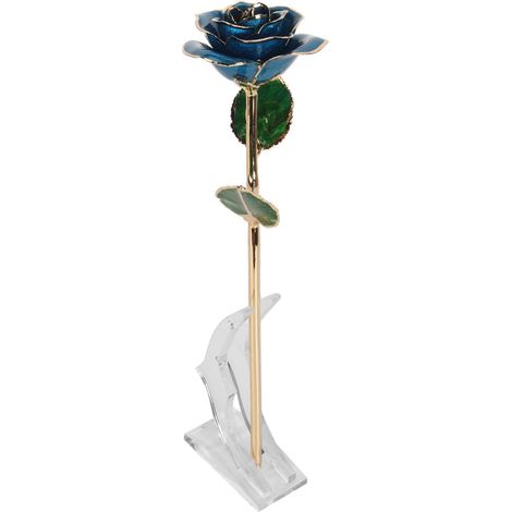 24-karätig vergoldete, konservierte Rose, strahlender Glanz, detailreiche Verarbeitung, exquisite vergoldete Rose für Geburtstage, Partys und Hochzeiten – Blau (1/5)