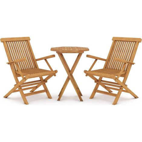 Ensemble à manger de jardin 3 pcs,Salon de jardin Bois de teck massif CFW72501 (1/5)