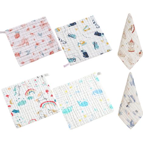 Gant De Bain En Mousseline De Coton - 25x25 Cm - Pour Bébés Et Enfants - Lot De 6 (1/5)
