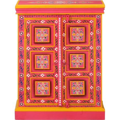 Buffet,Bahut,Meuble de Rangement Bois massif de manguier Peinture rose à la main CFW40138 (1/5)