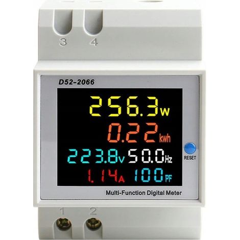 CONTATORE DI ENERGIA WATTMETRO VOLTMETRO MONITOR DI CORRENTE LCD DIN 100A 300V RMS