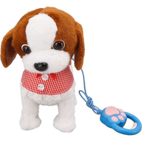 Jouet interactif en peluche électronique pour chien et chiot, marche et aboie, avec laisse télécommandée, marron, pour enfants