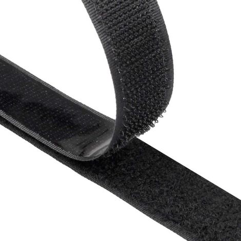 Bande auto-agrippante adhésive double face – Noire – 20 mm × 25 m
