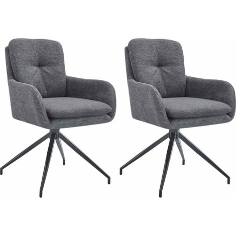 Juego de 2 sillas de comedor giratorias cómodas y modernas en tela gris oscuro con estructura de metal 100006027 (1/3)