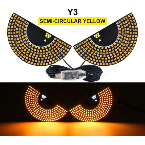 Feu LED dynamique à 11 modes « Œil de démon jaune » — Lampe décorative pour lunette arrière de voiture, feu de signalisation USB pour camion, lampe de modification personnalisée « Grand œil » (1/2)