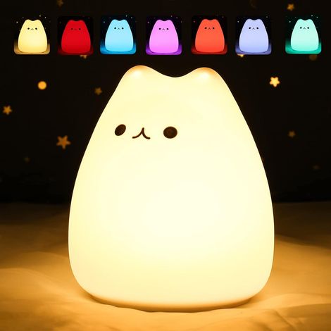 lampe de chat, lampe de nuit dans la Chambre des filles, lampe de chaton, cadeau d'anniversaire pour les enfants, bébé portable silicone  lampe de nuit décoration de