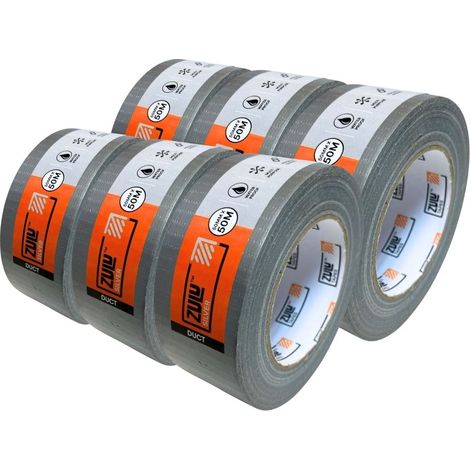 Zulu Premium Universal Silver Duct Tape 50mm x 50m, 6 Pack