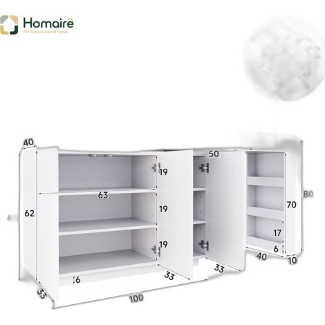 Flur- Garderobenschrank weiß aus Polyester 100 x 40 x 80 cm HOMAIRE (1/5)