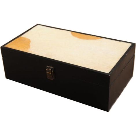 Set di due scatole di legno con rivestimento in finta pelliccia di vitello (1/2)