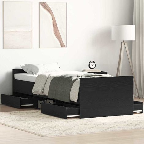 vidaXL Struttura del letto Rovere nero 75 x 190 cm Legno multistrato (1/5)