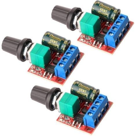 3pièces Mini Moteur Contrôleur de Vitesse, PWM Regulateur de Vitesse, DC 5V-35V 5A Réglable PWM Commutateur, 6V 12V 24V Interrupteur Variateur de Vitesse avec Indicateur LED