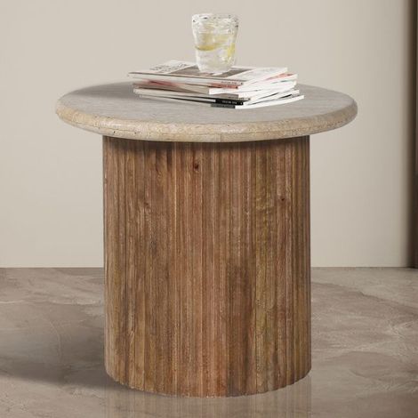 Table d&039appoint Louis  Ø50 x 45 cm  Travertin Beige