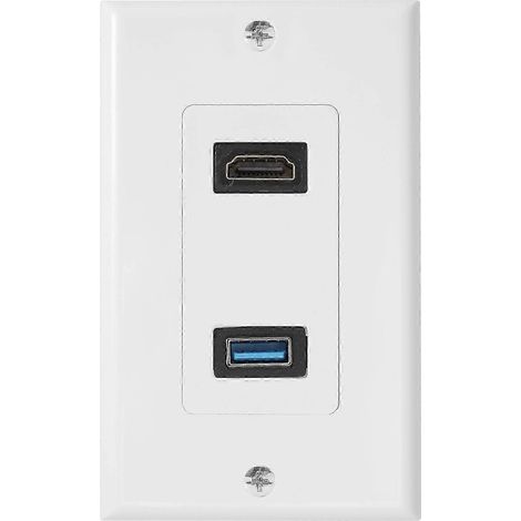 Rallonge de prise murale femelle à deux ports HDMI + USB 3.0 (1/5)