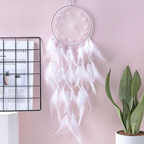 Attrape-rêves blanc, arbre de vie, décoration murale, cristal de roche aux vertus curatives naturelles, attrape-rêves artisanal pour la décoration de chambre, cadeau fait main - RAPANDA (1/3)