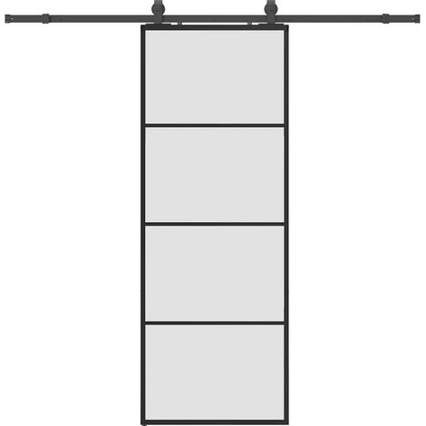 Maison Exclusive - Schiebetür mit Beschlag Schwarz 76x205 cm ESG-