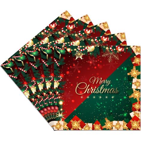 20 Pièces Noël Serviettes en Papier Jetables,Doux Serviette Papier Flocons de Neige Rouge Vert Vaisselle Jetable Recyclable Décoration de Table Restauration Dîner,pour Fournitures Fête de Noël (1/5)