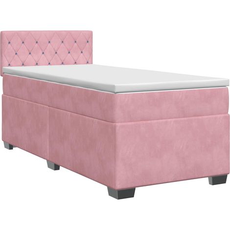 Maison Exclusive - Letto box spring con materasso Rosa 90 x 200 cm Velluto (1/5)