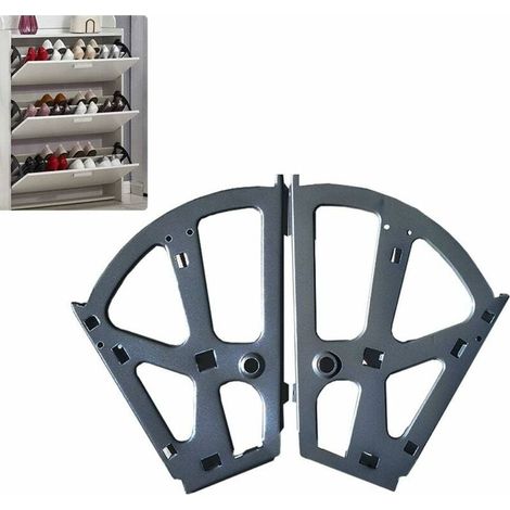 Lot de 2 charnières pour armoire à chaussures en acier inoxydable avec cadre rabattable et étagère de rangement à chaussures - Noir-LIAIKI (1/5)