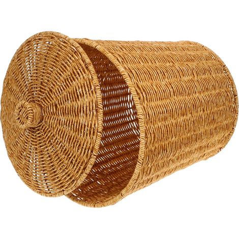 Poubelle Couvercle Imitation Rotin Tressé Organisateur Rustique Pour Dressing Chambre Bureau Et Buanderie (1/5)