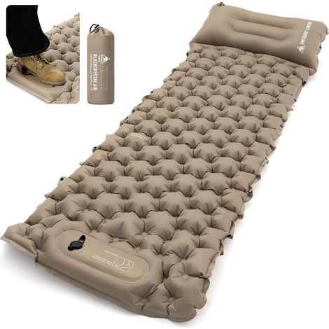 Matelas de couchage de camping avec pompe à pied intégrée, tapis de couchage gonflable avec oreiller intégré, matelas gonflable de camping connectable pour randonnée, tente (1/5)
