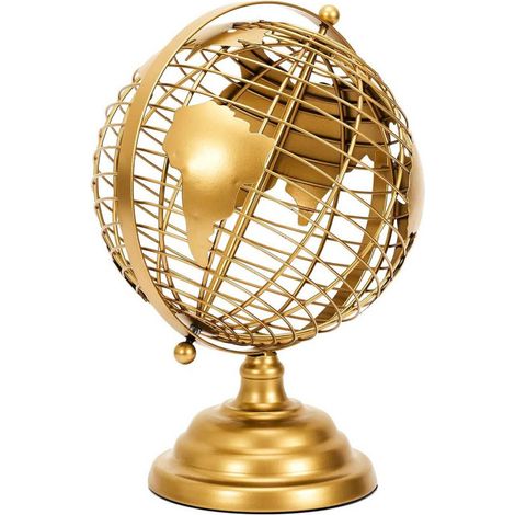Globe Terrestre en Métal "Monde" 28cm Or (1/3)