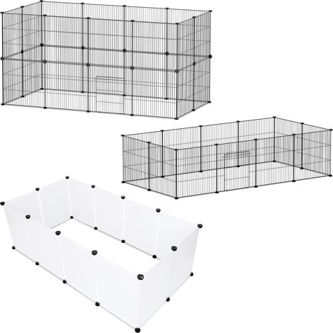Wolketon Enclos pour animaux Enclos Modulable petits animaux Facile à assembler Noir 110 x 110 x 47 cm