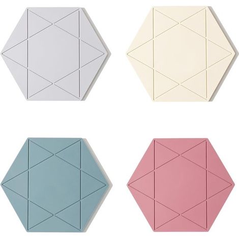 Set di sottopentola in silicone per cibi caldi, pentole e padelle, facili da usare e da riporre, resistenti al calore, antiscivolo, lavabili in lavastoviglie. (1/5)